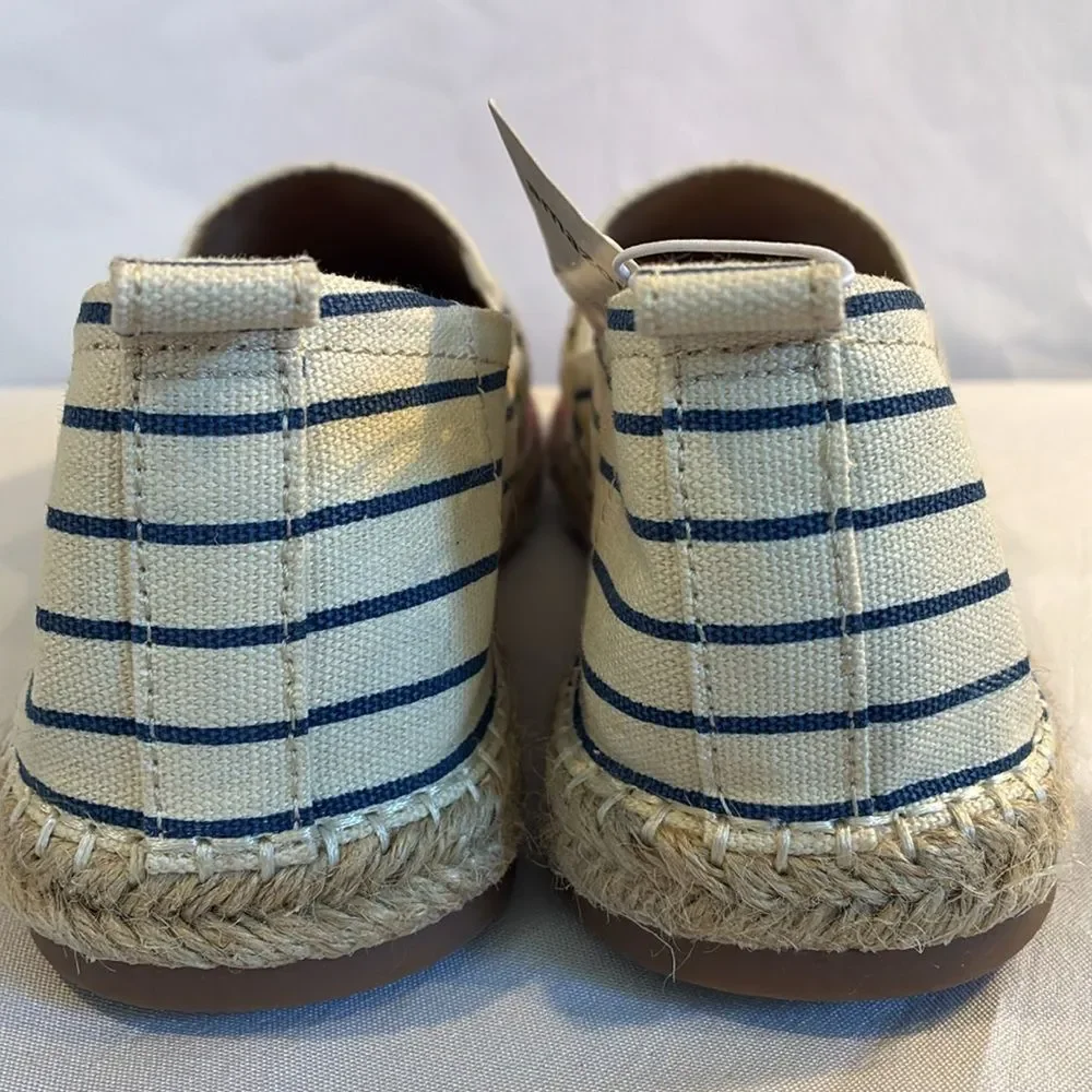 NWT multicolor coral cream & navy slip on canvas espadrille shoes size 11 comfy